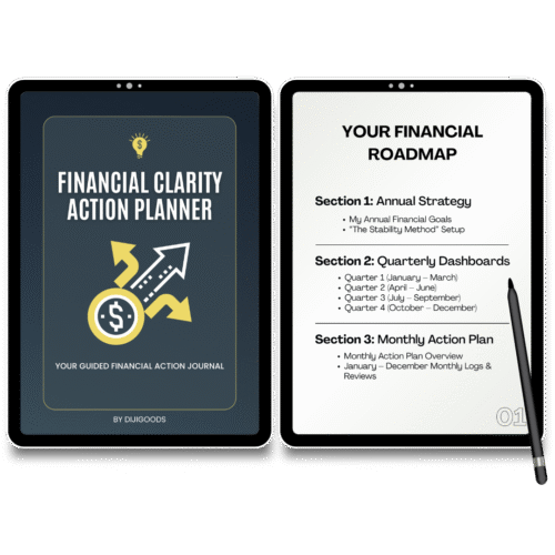 Beige Digital Planner Template iPad Mockup Promotion Instagram Post The Financial Clarity System